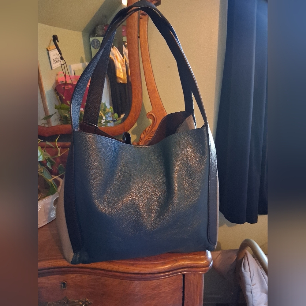 Coach Hadley Colorblock Peacock Blue and Black Shoulder Bag - Picture 7 of 7